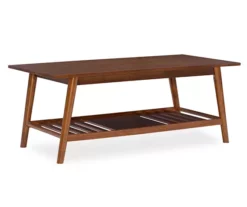 Presley Brown 2-Tier Slatted Wood Coffee Table -DHP SHOP 810543148 5