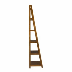 Presley Walnut 5-Shelf Ladder Bookcase -DHP SHOP 810543154 3