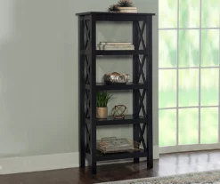 Richland Black 4-Shelf Bookcase 6 Richland Black 4-Shelf Bookcase -DHP SHOP 810543156 2