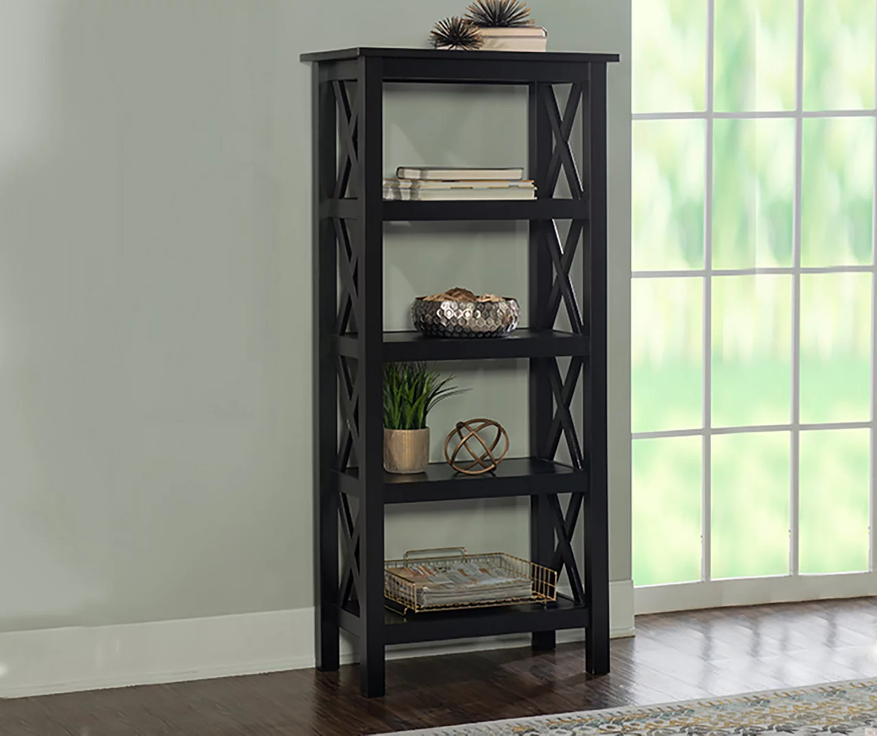 Richland Black 4-Shelf Bookcase 2 Richland Black 4-Shelf Bookcase - Image 2