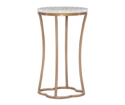 Globa Designs White & Gold Capiz Mosaic Beehive Accent Table -DHP SHOP 810543194 A0 1