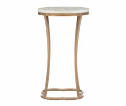 Globa Designs White & Gold Capiz Mosaic Beehive Accent Table -DHP SHOP 810543194 A1