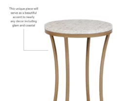 Globa Designs White & Gold Capiz Mosaic Beehive Accent Table -DHP SHOP 810543194 M0 2