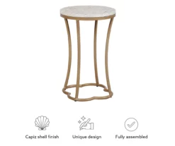 Globa Designs White & Gold Capiz Mosaic Beehive Accent Table -DHP SHOP 810543194 M0 3
