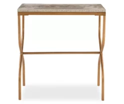 Global Designs Gold Geometric Capiz Mosaic Fish Pattern Accent Table -DHP SHOP 810543217 3