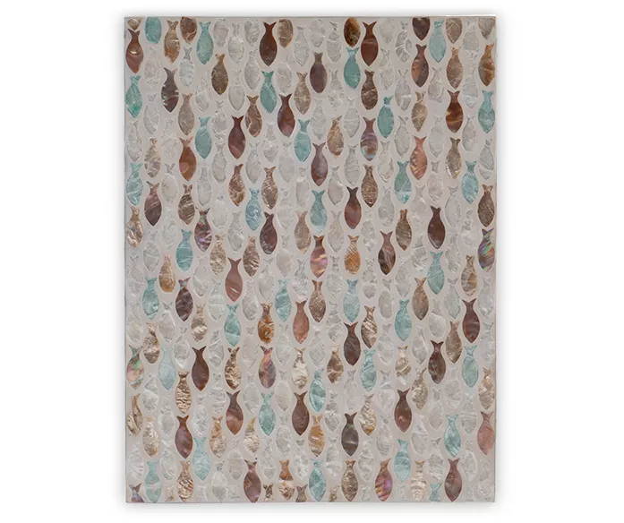 Global Designs Gold Geometric Capiz Mosaic Fish Pattern C Accent Table 4 Global Designs Gold Geometric Capiz Mosaic Fish Pattern C Accent Table - Image 4