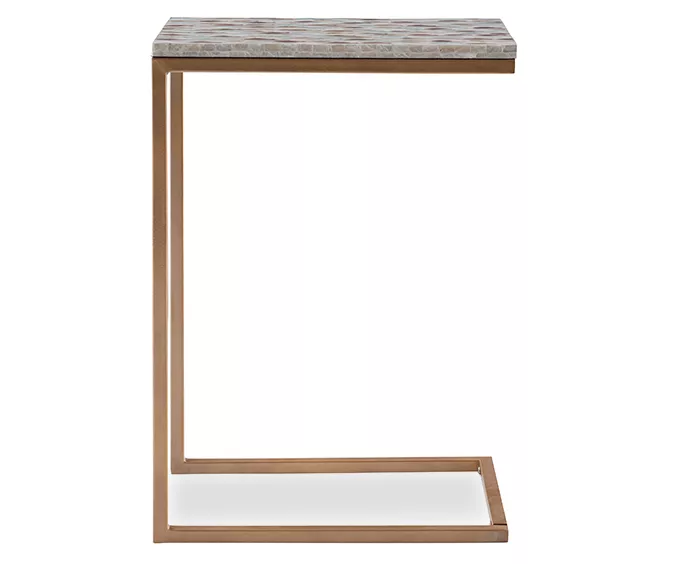 Global Designs Gold Geometric Capiz Mosaic Fish Pattern C Accent Table 5 Global Designs Gold Geometric Capiz Mosaic Fish Pattern C Accent Table - Image 5