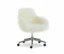 Coralie Faux Fur Cushioned Swivel Office Chair