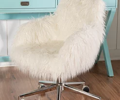 Coralie Faux Fur Cushioned Swivel Office Chair -DHP SHOP 810543229 2