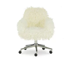 Coralie Faux Fur Cushioned Swivel Office Chair -DHP SHOP 810543229 3