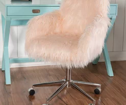 Coralie Faux Fur Cushioned Swivel Office Chair -DHP SHOP 810543230 2