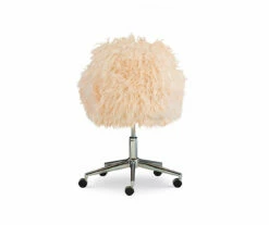 Coralie Faux Fur Cushioned Swivel Office Chair -DHP SHOP 810543230 5