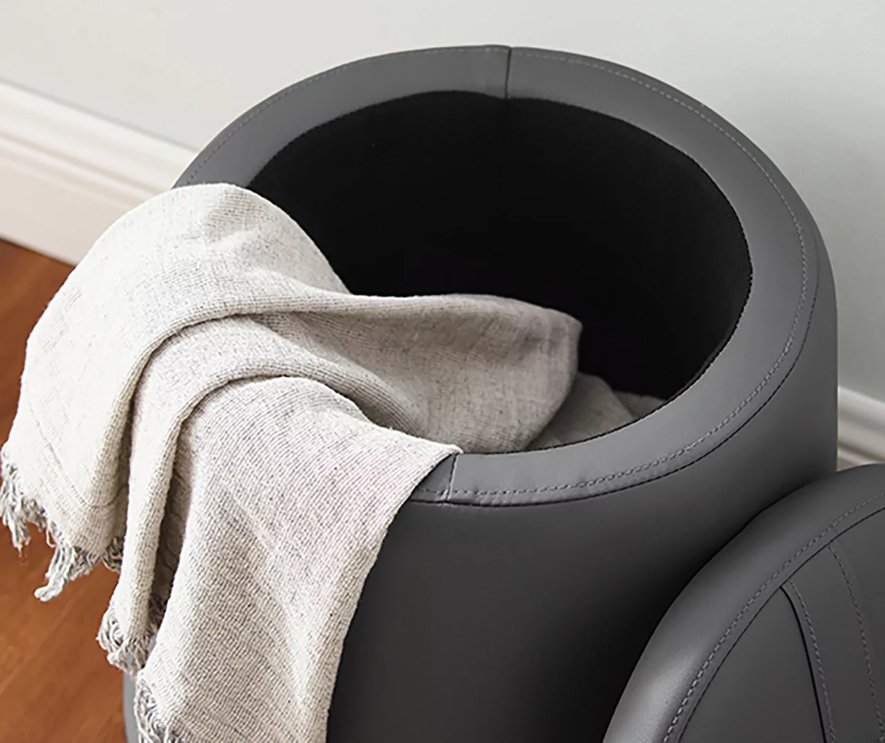 Jenna Faux Leather Tapered Storage Accent Stool 8 Jenna Faux Leather Tapered Storage Accent Stool - Image 8