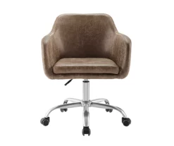 Kodi Brown Faux Leather Swivel Office Chair -DHP SHOP 810543243 3