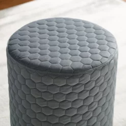 Royal Gray Quilted Ottoman With Silver Base -DHP SHOP 810543261 4