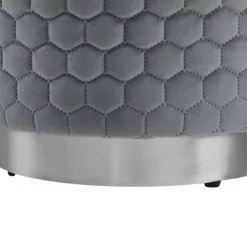 Royal Gray Quilted Ottoman With Silver Base -DHP SHOP 810543261 5