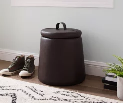 Jenna Faux Leather Tapered Storage Accent Stool 12 Jenna Faux Leather Tapered Storage Accent Stool -DHP SHOP 810543279 2