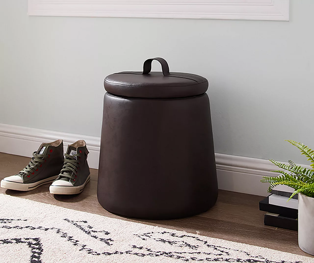 Jenna Faux Leather Tapered Storage Accent Stool 5 Jenna Faux Leather Tapered Storage Accent Stool - Image 5