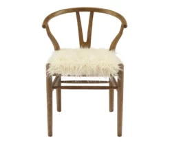 Emmitt Gray & Brown Faux Fur Wishbone Chair 15 Emmitt Gray & Brown Faux Fur Wishbone Chair -DHP SHOP 810543298 A0 2