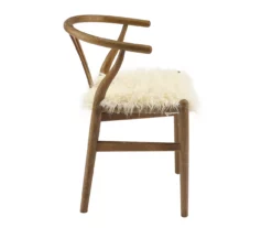 Emmitt Gray & Brown Faux Fur Wishbone Chair 16 Emmitt Gray & Brown Faux Fur Wishbone Chair -DHP SHOP 810543298 A1 3