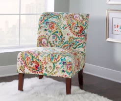 Danna Multicolor Upholstered Paisley Curved Back Slipper Chair -DHP SHOP 810543301 6