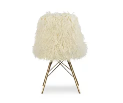 Layton Cream & Gold Faux Fur Chair -DHP SHOP 810543311 4