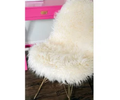 Layton Cream & Gold Faux Fur Chair -DHP SHOP 810543311 6