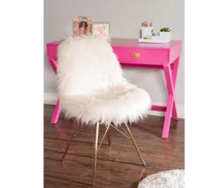 Layton Cream & Gold Faux Fur Chair -DHP SHOP 810543311 7