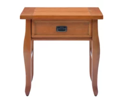 Denver Antique Pine 1-Drawer Curved Leg End Table -DHP SHOP 810543318 A0 2