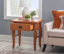 Denver Antique Pine 1-Drawer Curved Leg End Table -DHP SHOP 810543318 A0 9