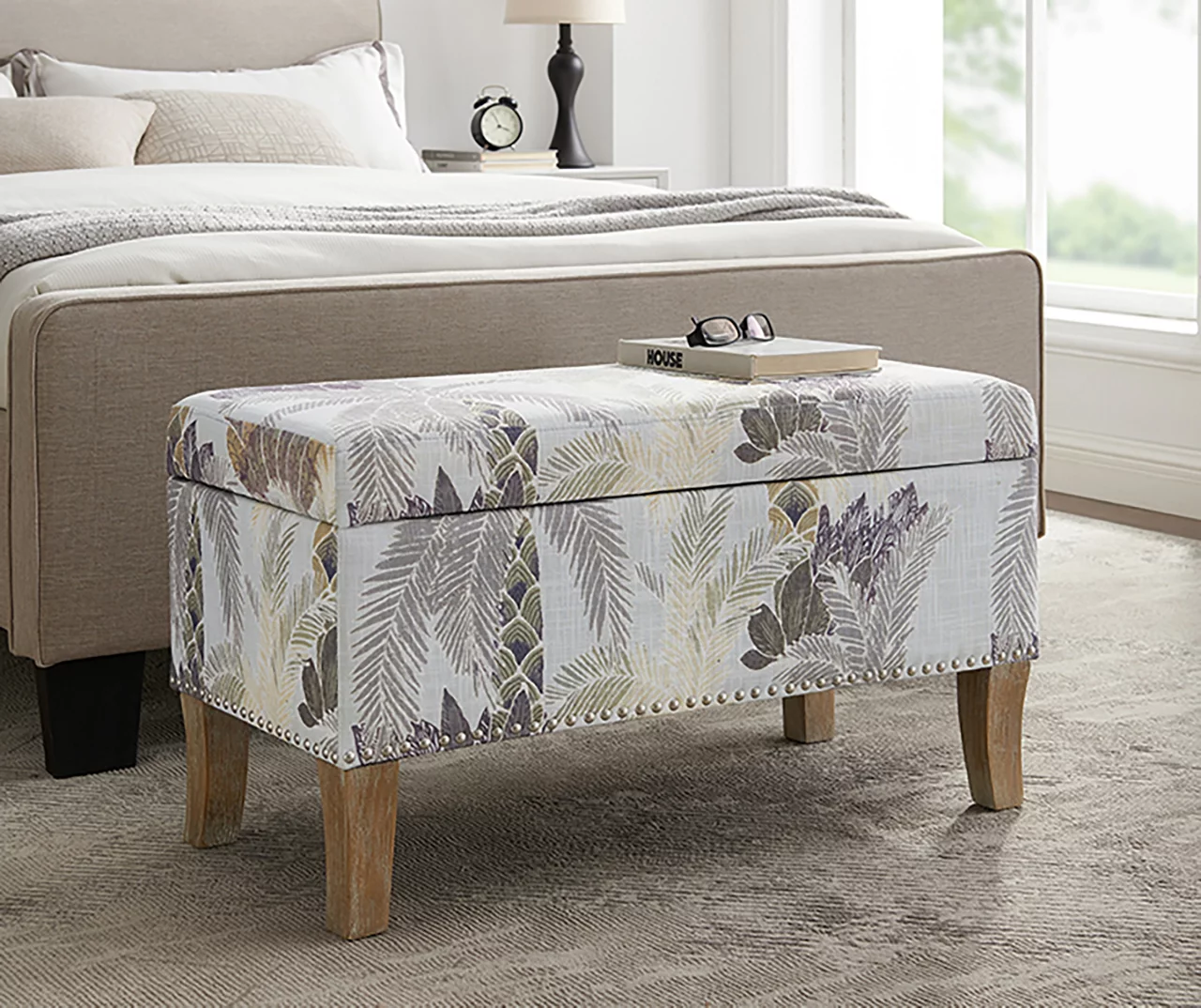 Lisa Palm Tree Storage Ottoman 2 Lisa Palm Tree Storage Ottoman - Image 2