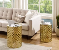 Asher Gold 2-Piece Pierced Metal Nesting Table Set -DHP SHOP 810543376 A0 5