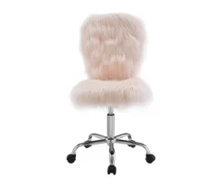 Comfort Home Blush Pink Faux Fur Swivel Chair -DHP SHOP 810543388 3