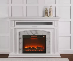 62" Grand White Faux Marble Electric Fireplace -DHP SHOP 810570728 3