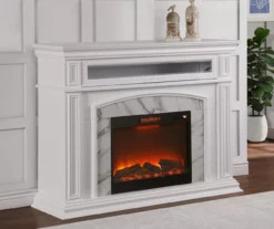 62" Grand White Faux Marble Electric Fireplace -DHP SHOP 810570728 4
