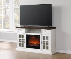 60" White 2-Tone Electric Fireplace Console -DHP SHOP 810570730 3