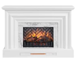 53.5" White Marble Petite Grand Electric Fireplace