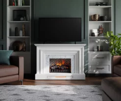53.5" White Marble Petite Grand Electric Fireplace -DHP SHOP 810570829 3