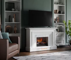 53.5" White Marble Petite Grand Electric Fireplace -DHP SHOP 810570829 4
