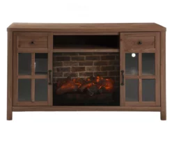 54" Walnut Glass Door Electric Fireplace Console