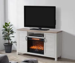 54" 2-Tone Shutter Door Electric Fireplace Console -DHP SHOP 810571321 A8 02