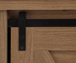 60" Light Brown Oak Barn Door Melamine Electric Fireplace -DHP SHOP 810571322 2