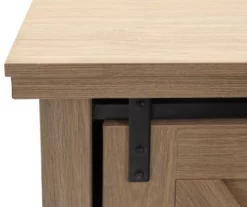 60" Light Brown Oak Barn Door Melamine Electric Fireplace -DHP SHOP 810571322 3