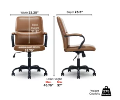 Camel Brown Vegan Leather Office Chair 23 Camel Brown Vegan Leather Office Chair -DHP SHOP 810583520 A6