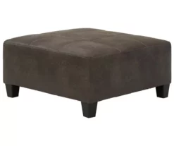 Navi Smoke Faux Leather Oversize Accent Ottoman