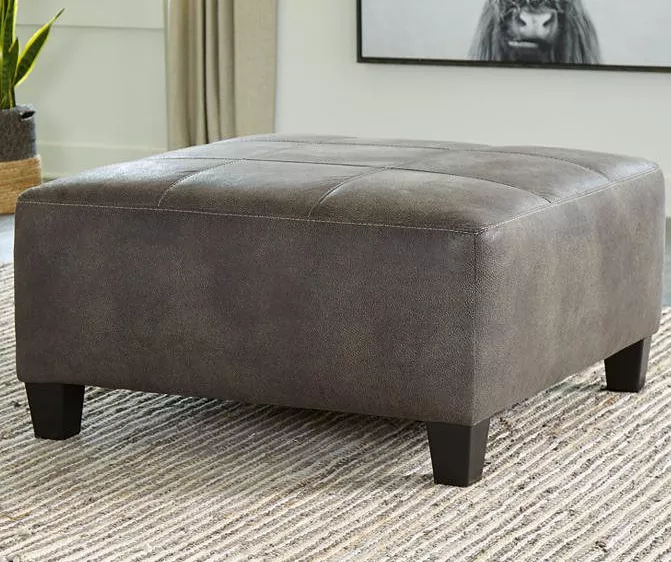 Navi Smoke Faux Leather Oversize Accent Ottoman 2 Navi Smoke Faux Leather Oversize Accent Ottoman - Image 2