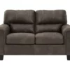 Navi Smoke Faux Leather Loveseat