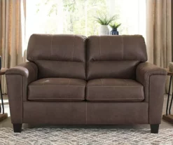 Navi Chestnut Faux Leather Loveseat -DHP SHOP 810587484 5 1