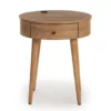 Medium Mango Round Side Table With USB Charging