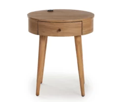 Medium Mango Round Side Table With USB Charging